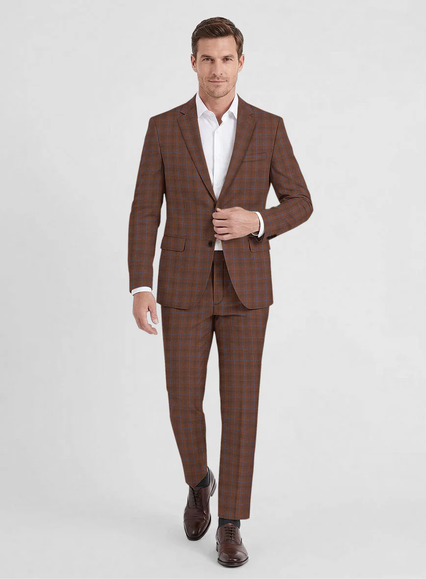 Reda Nutmeg Brown Checks Wool Suit