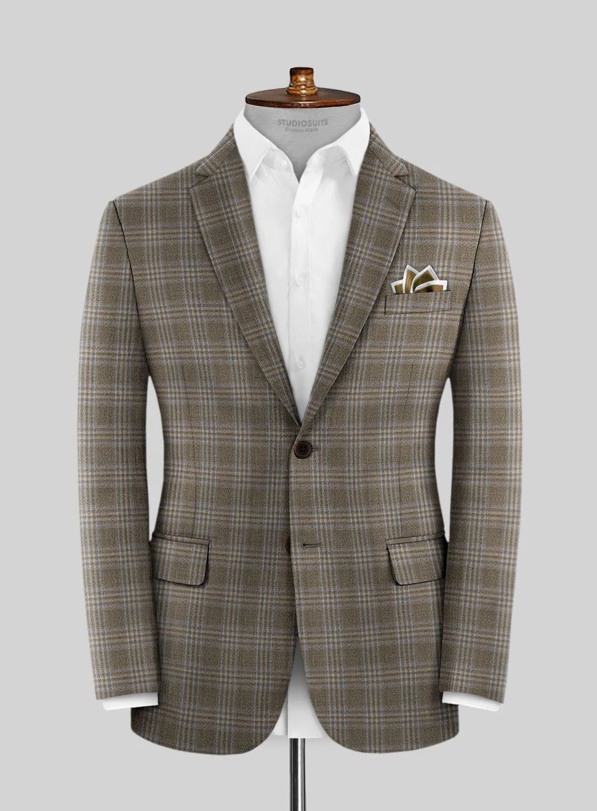 Reda Omiji Brown Checks Wool Jacket