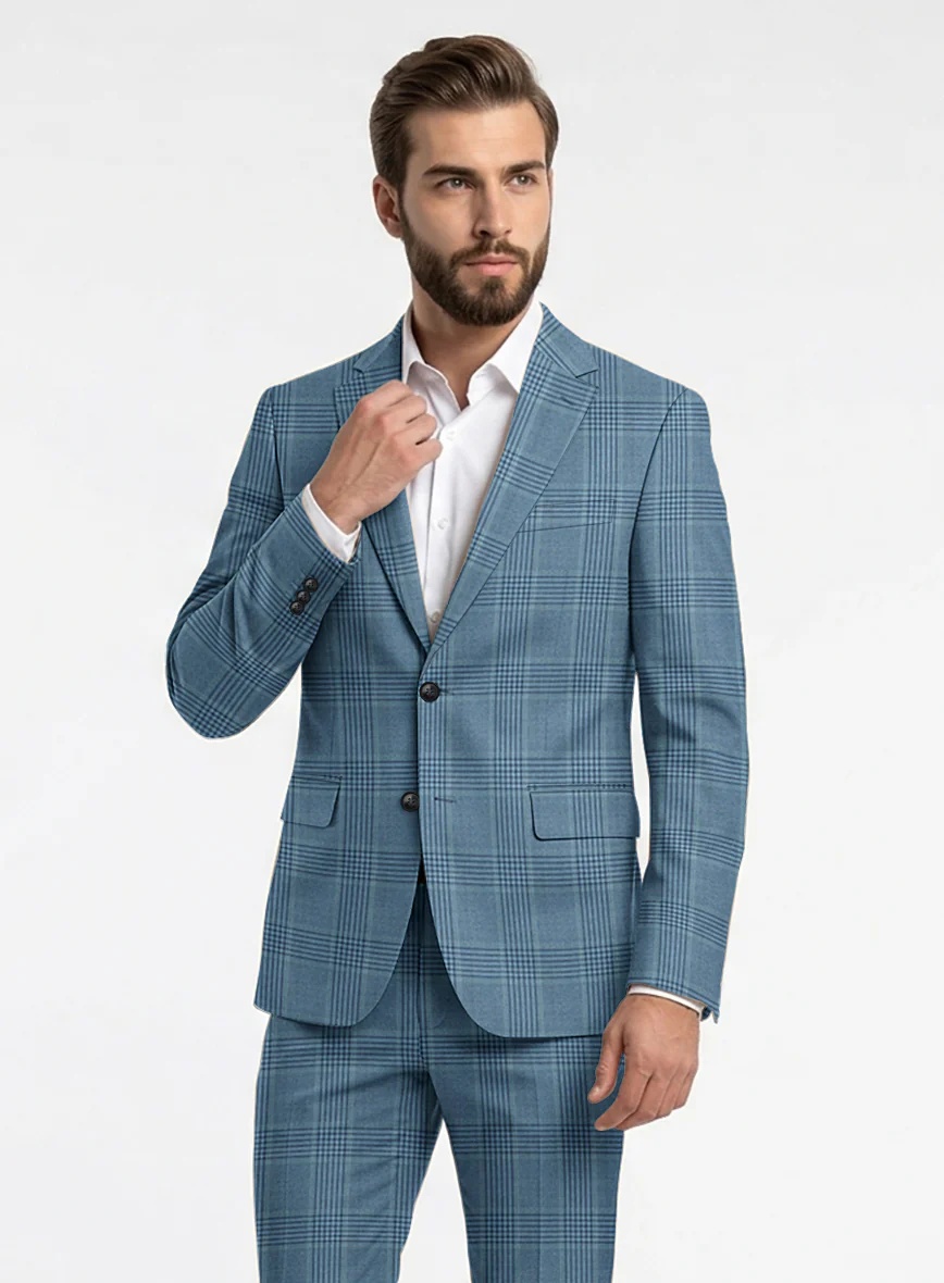 Reda Pacific Blue Checks Wool Jacket - Image 2