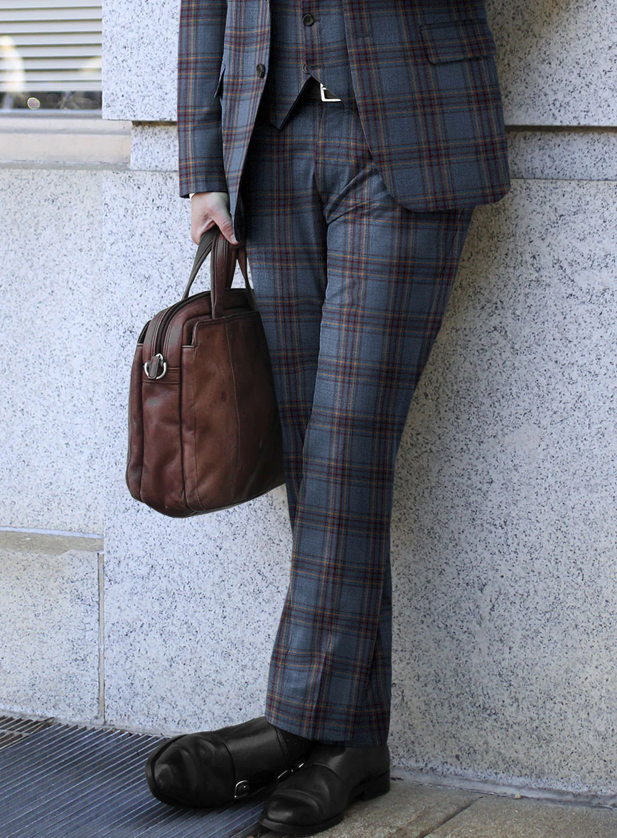 Reda Pale Aqua Checks Wool Suit - Image 4