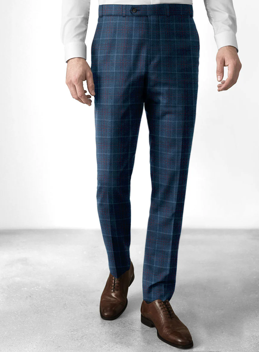 Reda Plume Blue Checks Wool Suit - Image 4