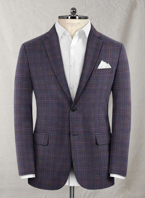 Reda Purple Checks Wool Jacket