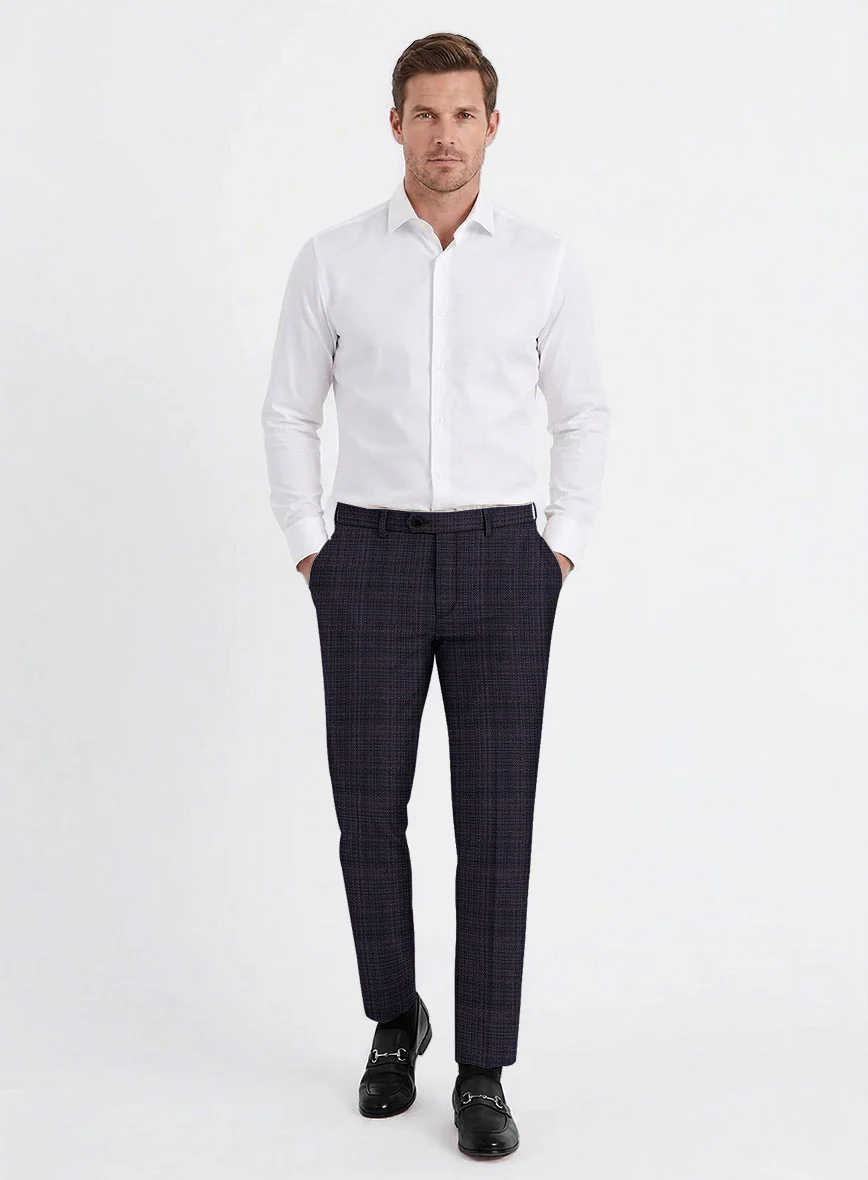 Reda Stibal Purple Checks Wool Pants - Image 3