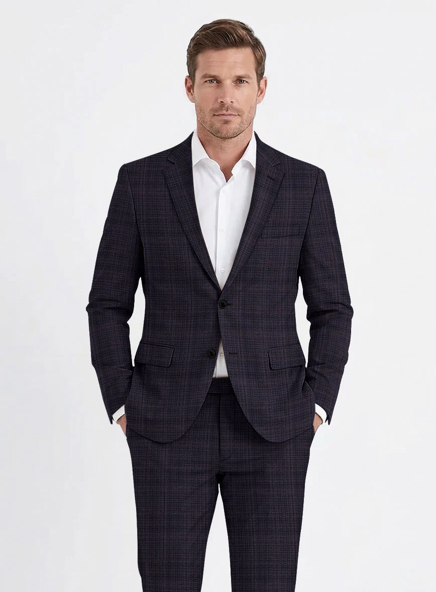 Reda Stibal Purple Checks Wool Suit - Image 4