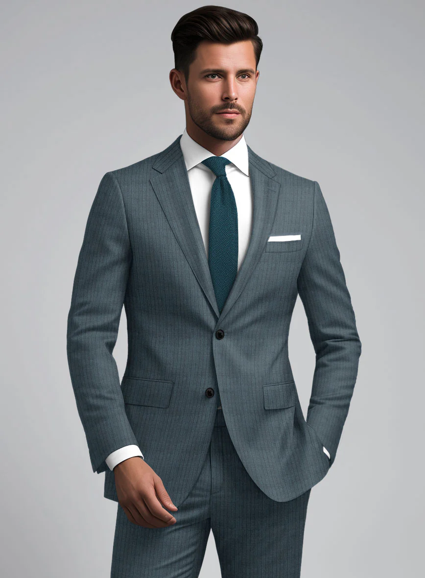 Reda Tibaro Blue Stripe Wool Suit - Image 4
