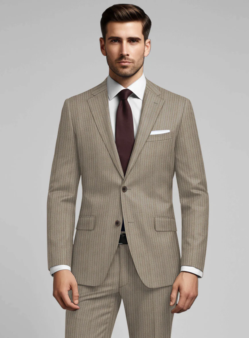 Reda Tibaro Brown Stripe Wool Jacket - Image 2