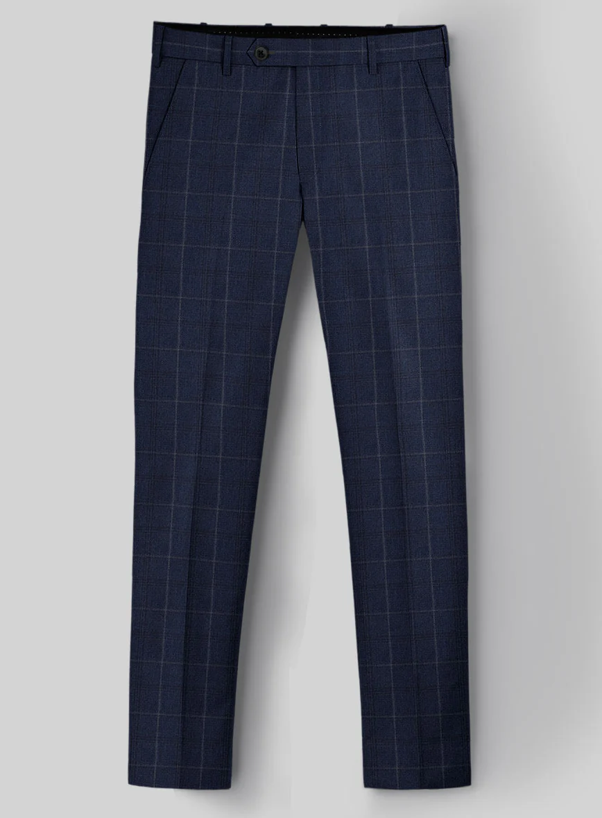 Reda Trivon Blue Checks Wool Pants - Image 2
