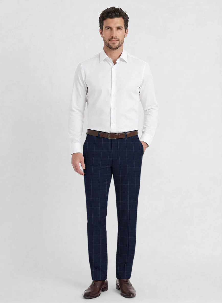 Reda Trivon Blue Checks Wool Pants - Image 3