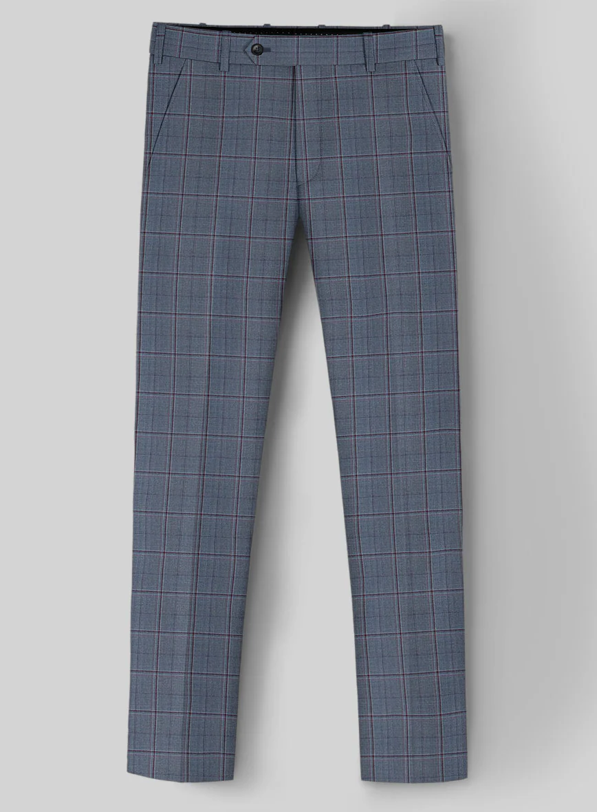 Reda Tropical Blue Checks Wool Pants - Image 3
