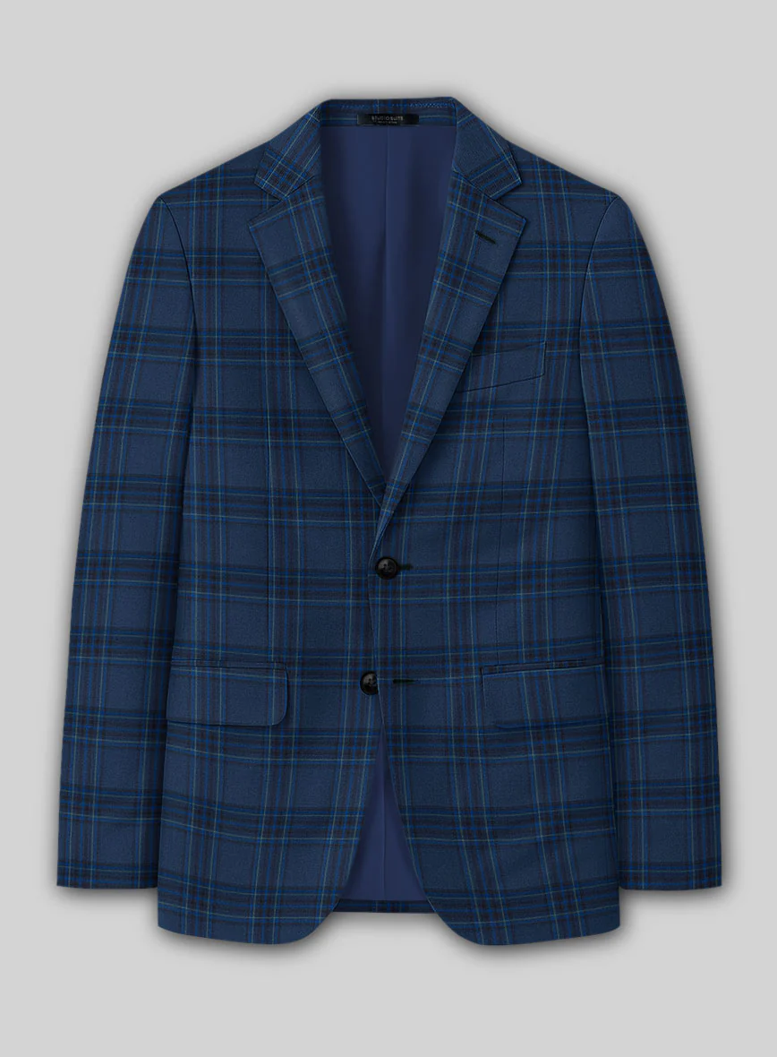 Reda Vale Blue Checks Wool Jacket