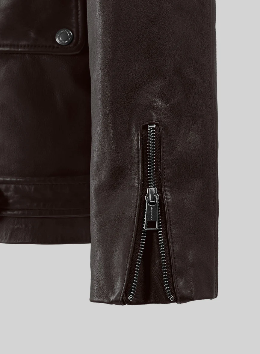 Resolute Brown Biker Leather Jacket - Image 3