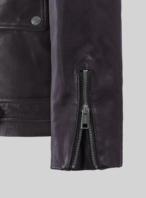 Resolute Purple Biker Leather Jacket - Image 3