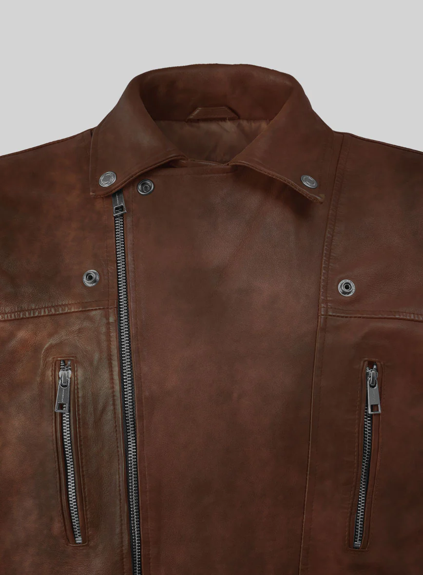 Resolute Spanish Brown Biker Leather Jacket - Image 2