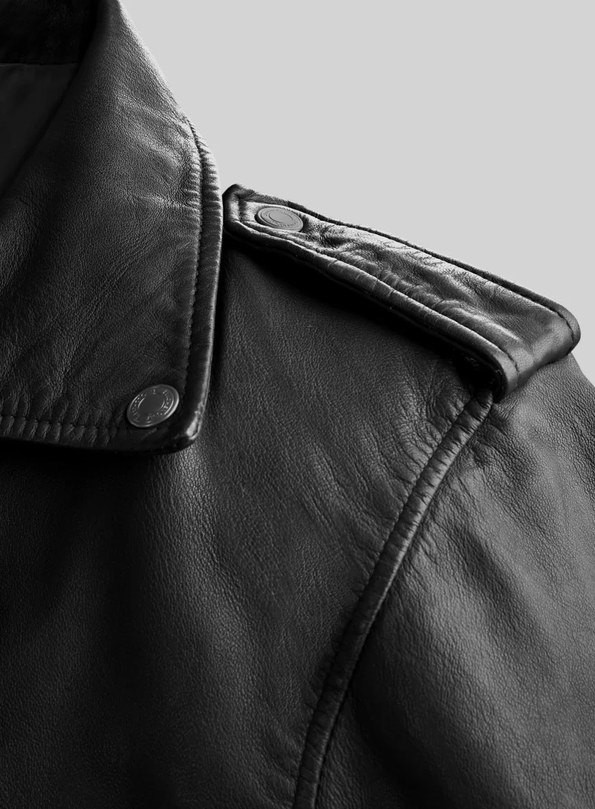 Revolt Black Biker Leather Jacket - Image 3