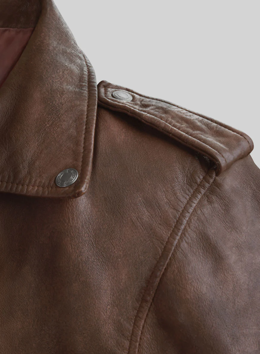 Revolt Spanish Brown Biker Leather Jacket - Image 5
