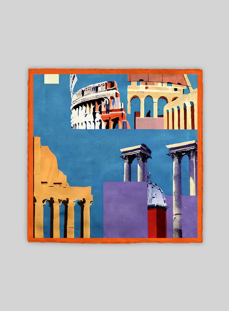 Roma Blueprint Silk Pocket Square - Image 3