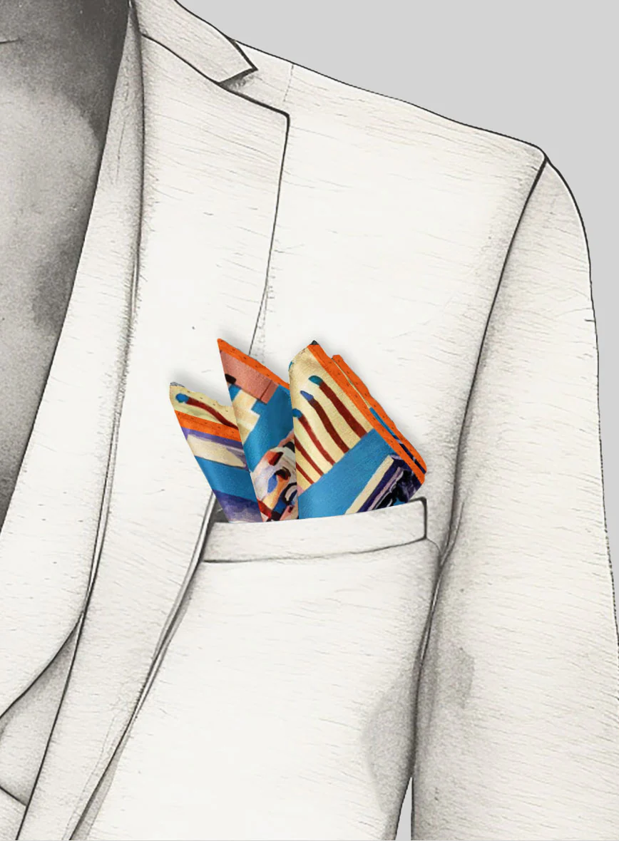 Roma Blueprint Silk Pocket Square - Image 4