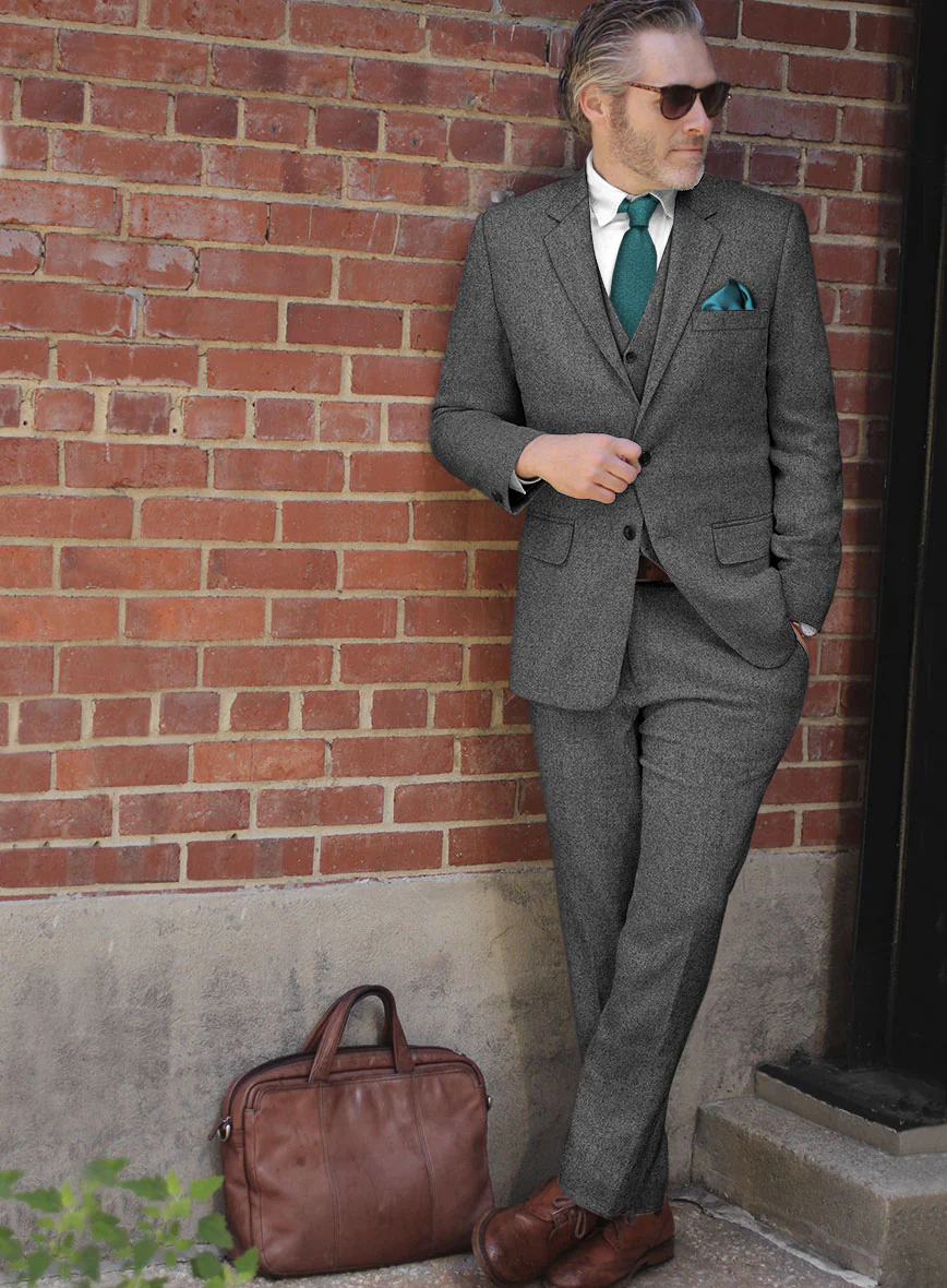 Rope Weave Gray Tweed Suit - Image 2