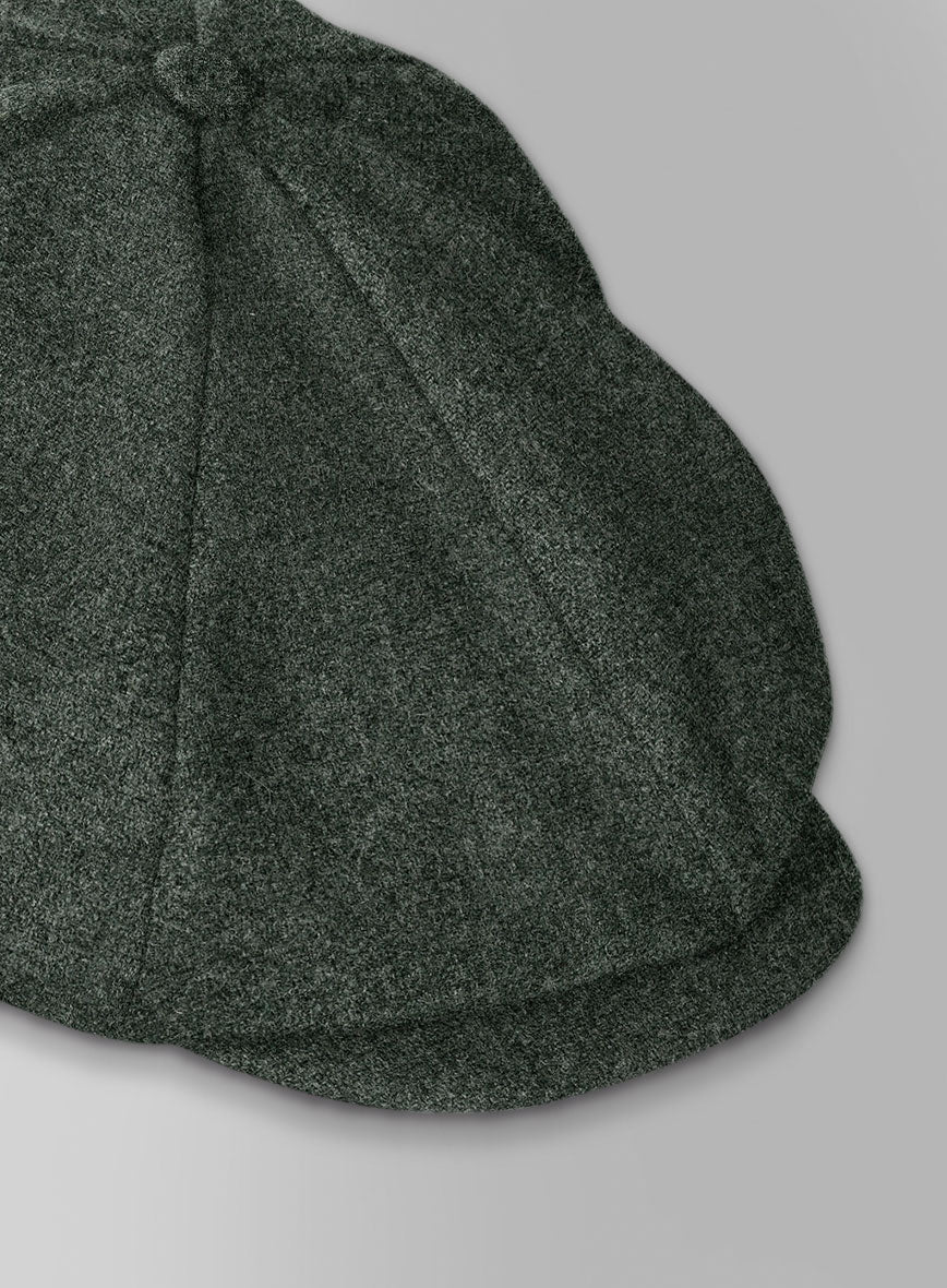Rope Weave Green Tweed Newsboy Cap - Image 2