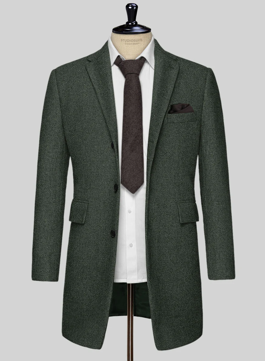 Rope Weave Green Tweed Overcoat - Image 2