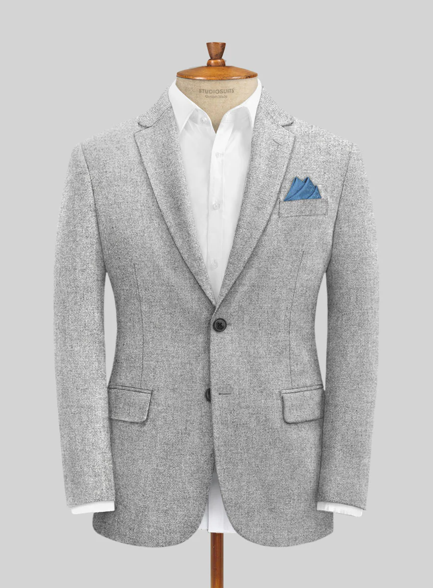 Rope Weave Light Gray Tweed Suit - Image 4