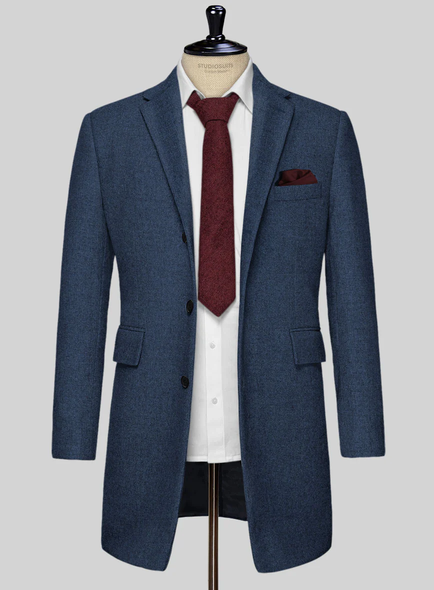Rope Weave Persian Blue Tweed Overcoat - Image 2