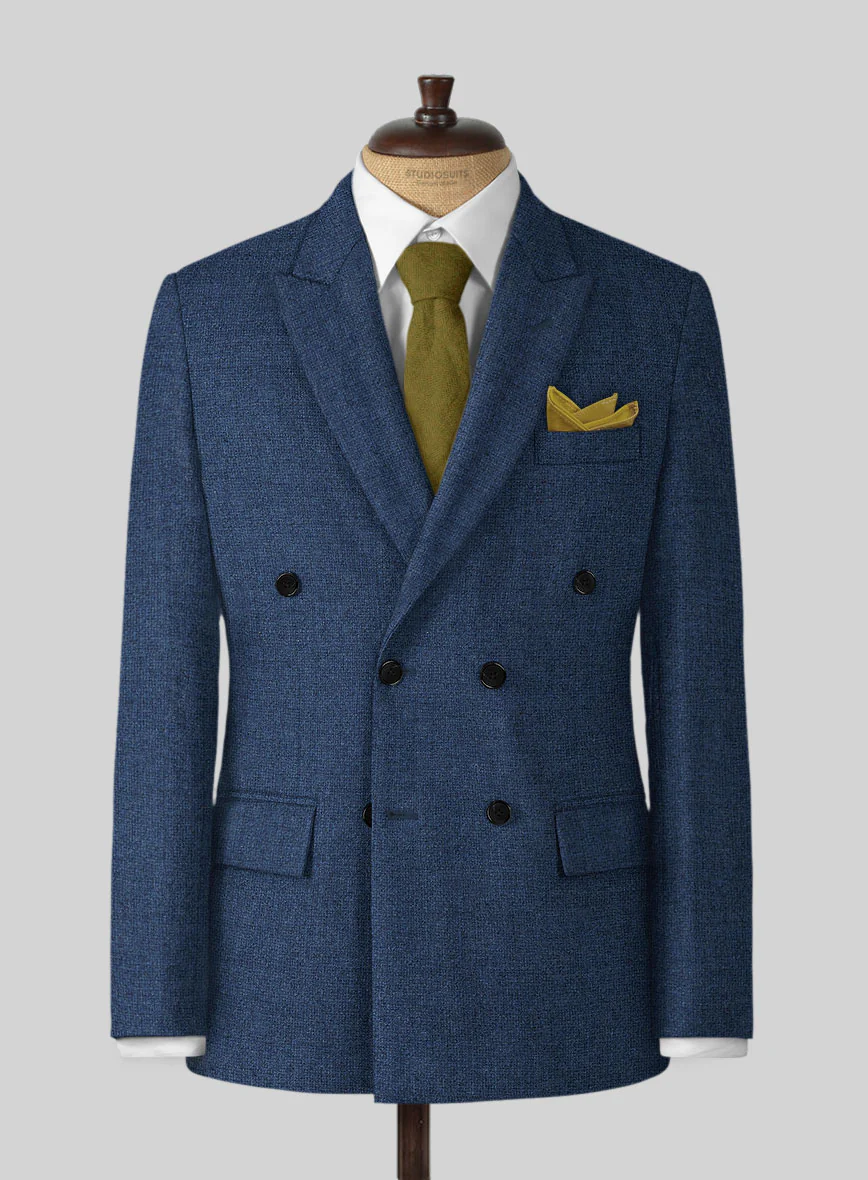 Rope Weave Persian Blue Tweed Double Breasted Suit - Image 2