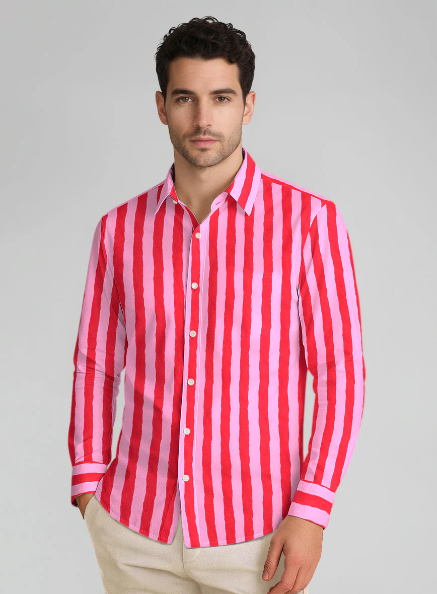 Rosso Blush Stripe Cotton Shirt