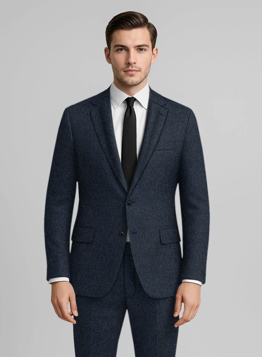 Royal Blue Denim Tweed Suit - Image 4