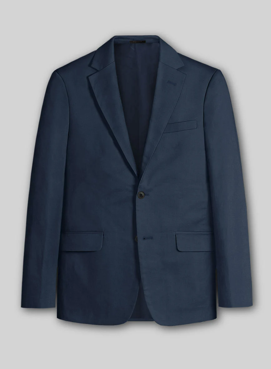 Royal Blue Feather Cotton Canvas Stretch Jacket