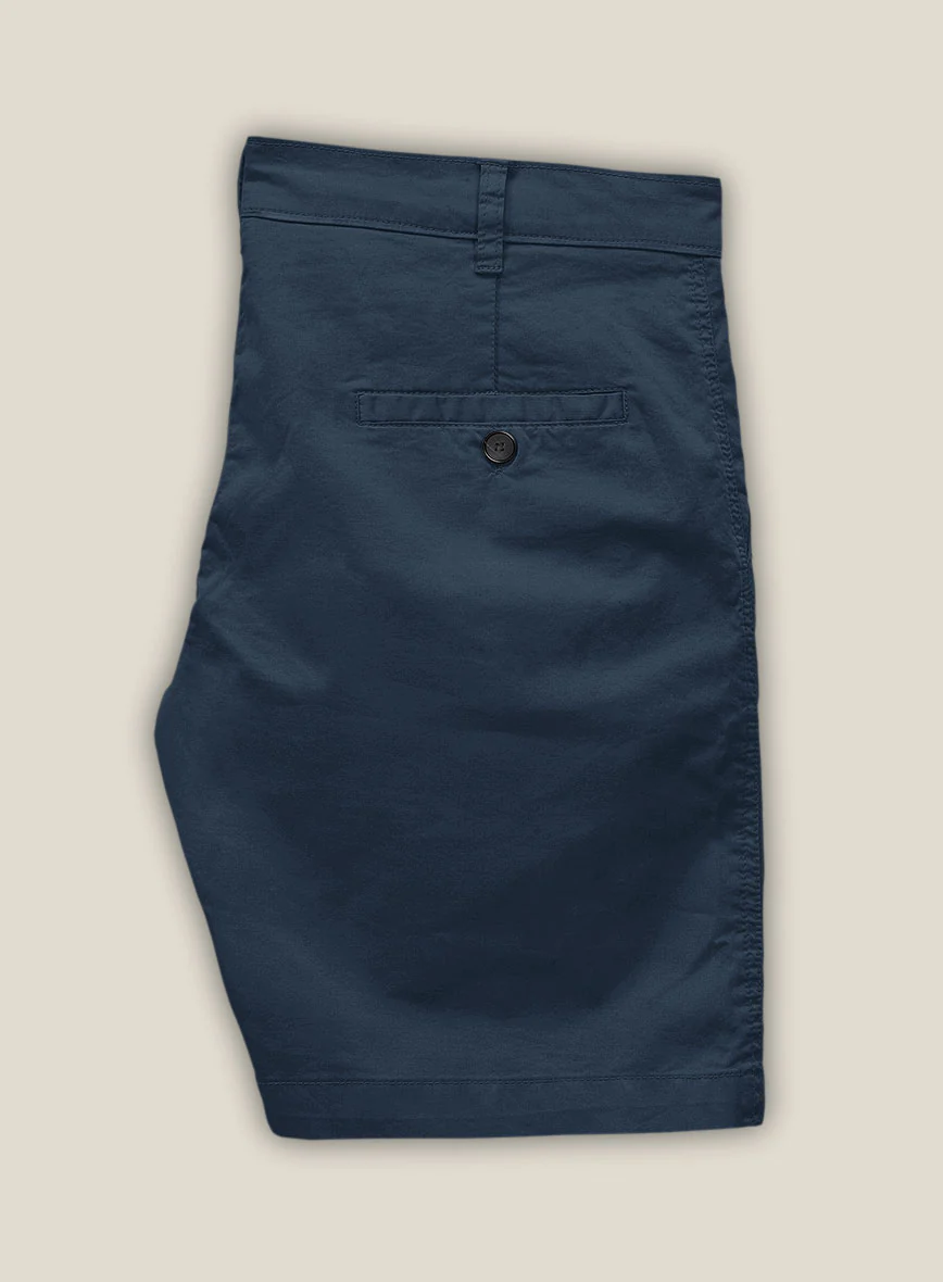 Royal Blue Feather Cotton Canvas Stretch Shorts - Image 2