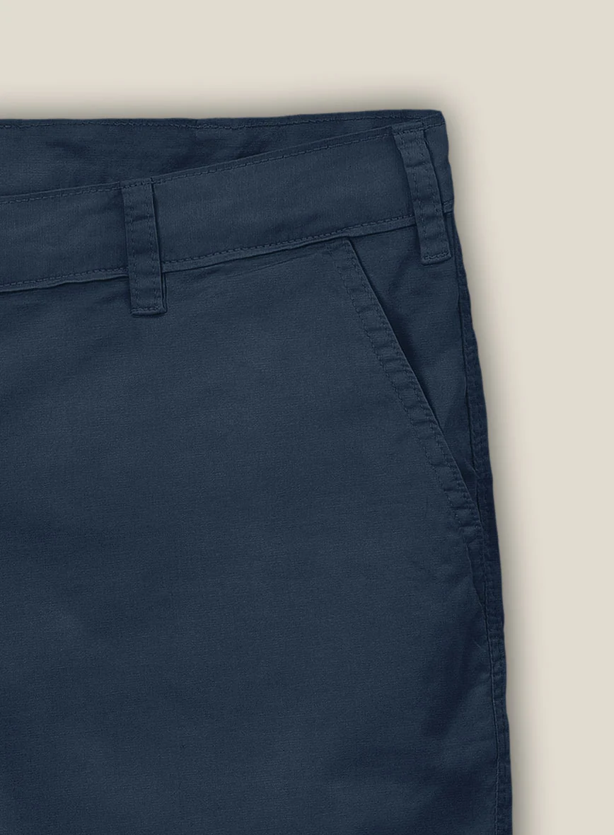 Royal Blue Feather Cotton Canvas Stretch Shorts - Image 3