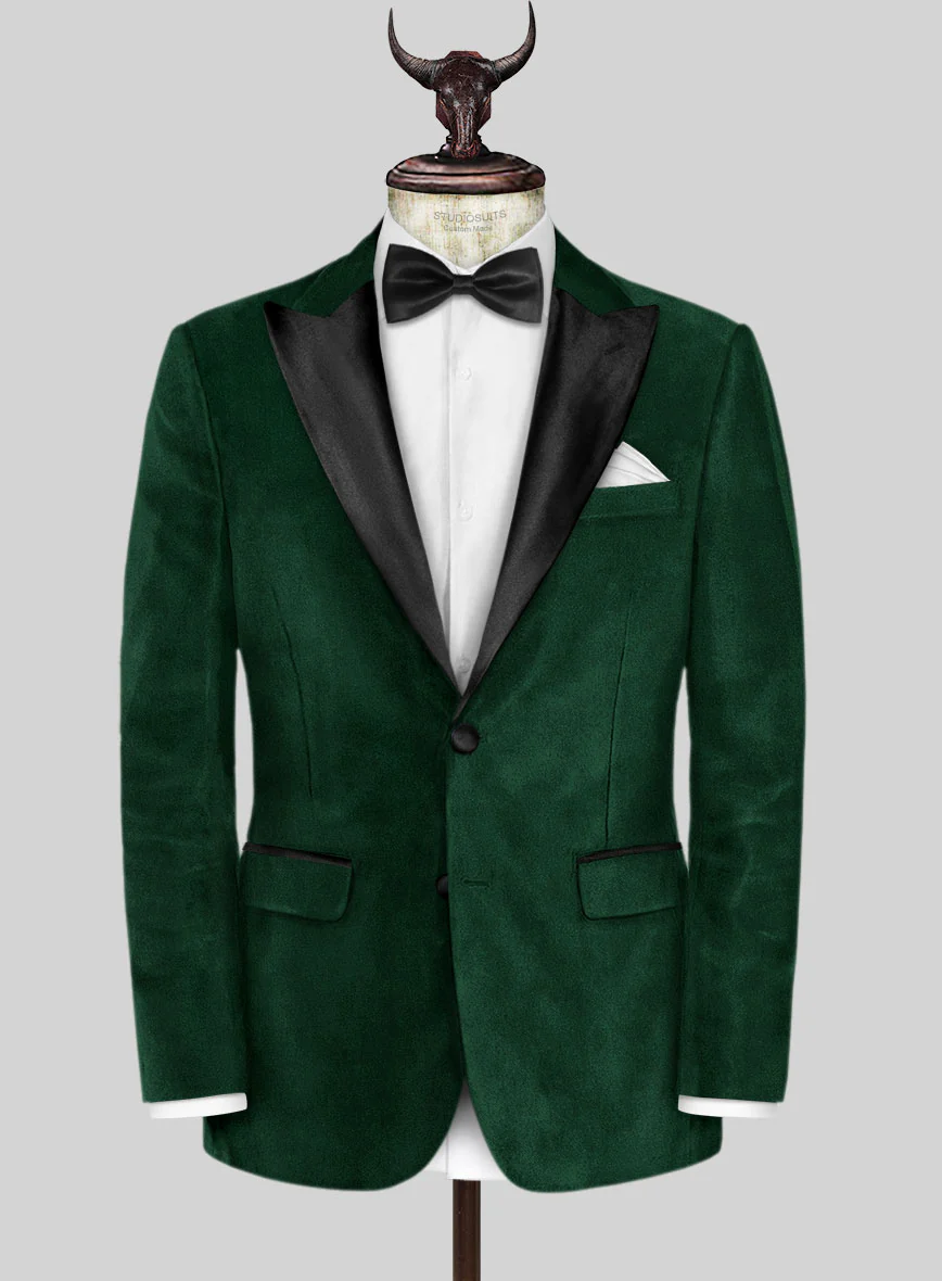 Royal Green Velvet Tuxedo Jacket - Image 3