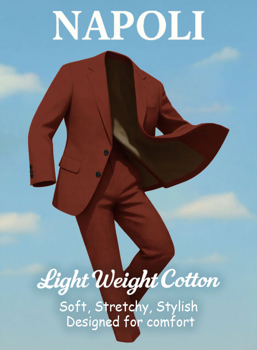 Rust Napoli Stretch Light Weight Cotton Pants - Image 4