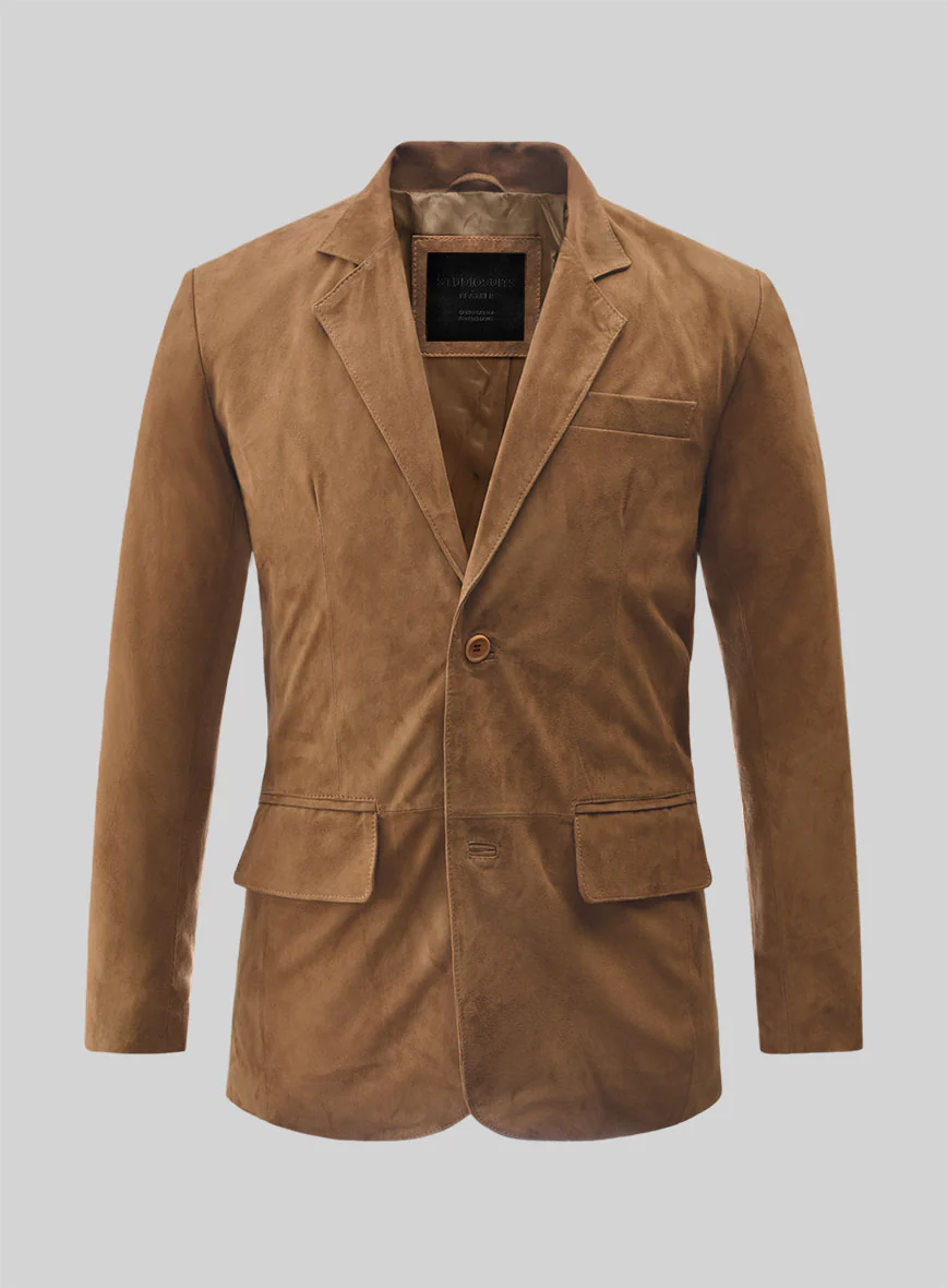 Saddle Brown Suede Leather Blazer
