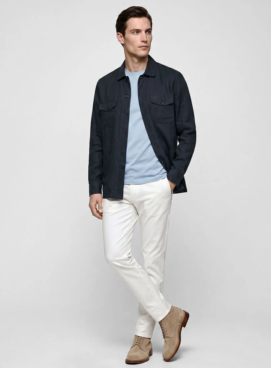 Safari Midnight Tide Pure Linen Overshirt - Image 3