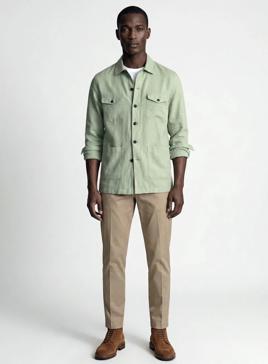Safari Minted Sage Pure Linen Overshirt - Image 3