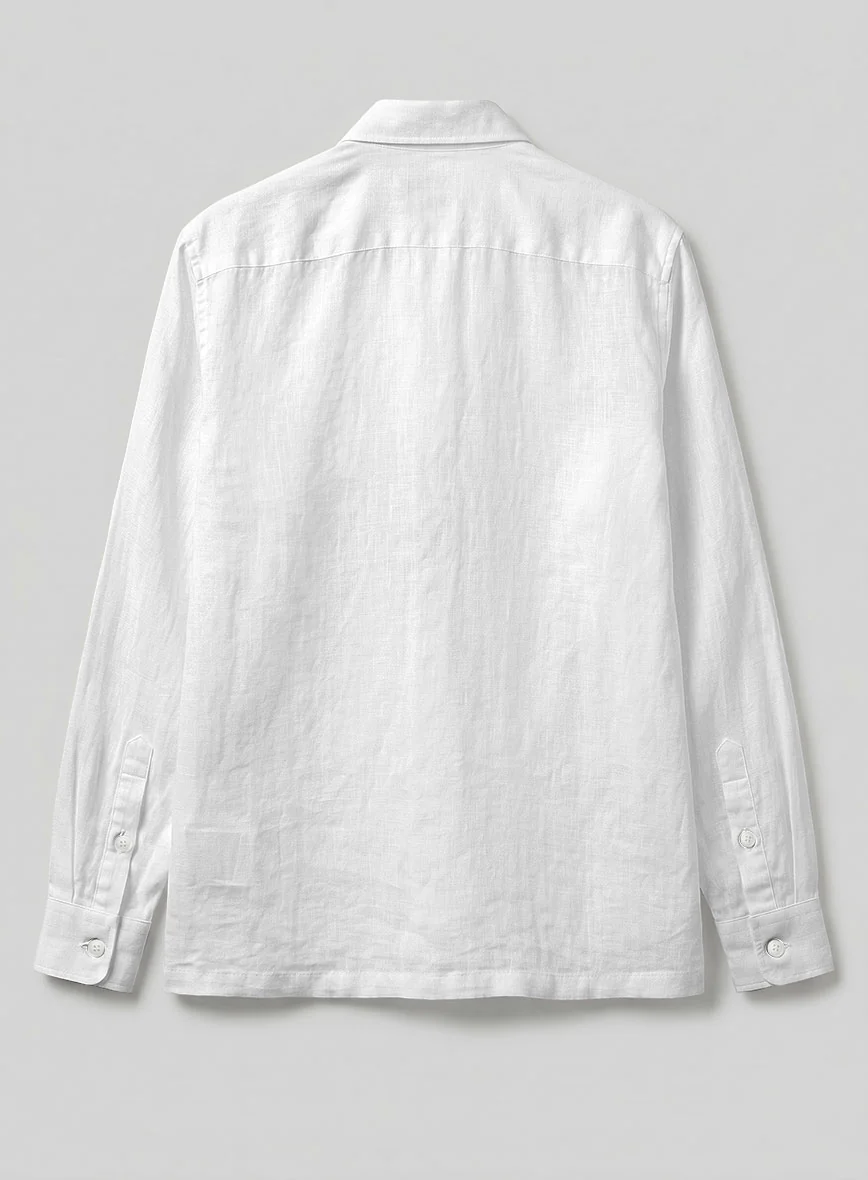 Safari Pure White Linen Overshirt - Image 3