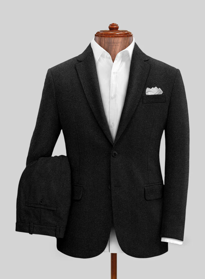 Sartori Allegra Black Herringbone Soft Tweed Suit