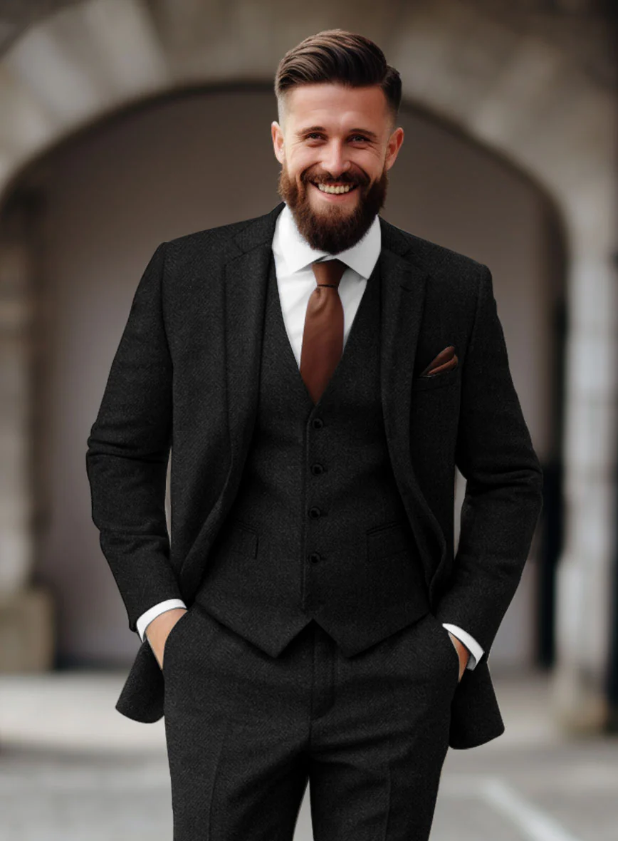 Sartori Allegra Black Herringbone Soft Tweed Suit - Image 4
