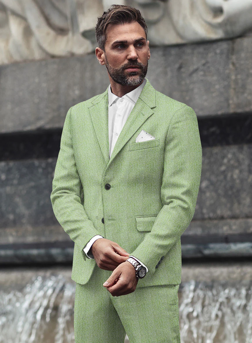 Sartori Celemente Green Herringbone Soft Tweed Suit - Image 4