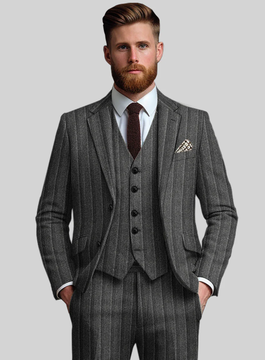 Sartori Leocadia Charcoal Stripe Soft Tweed Jacket - Image 2