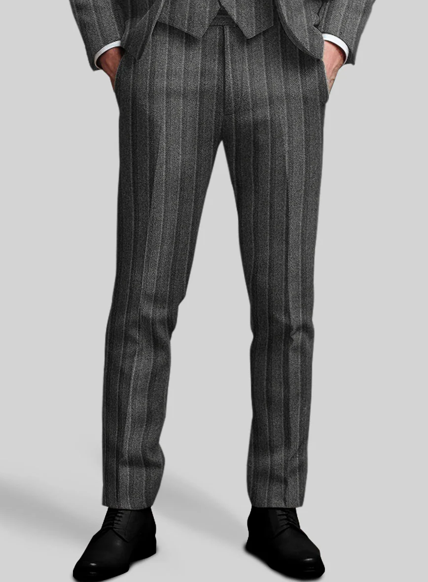 Sartori Leocadia Charcoal Stripe Soft Tweed Pants - Image 2