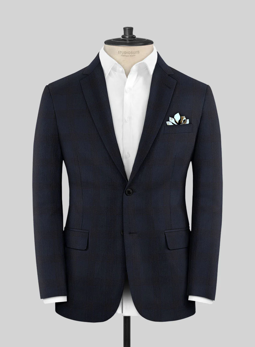 Scabal Aleyo Checks Blue Wool Suit - Image 3