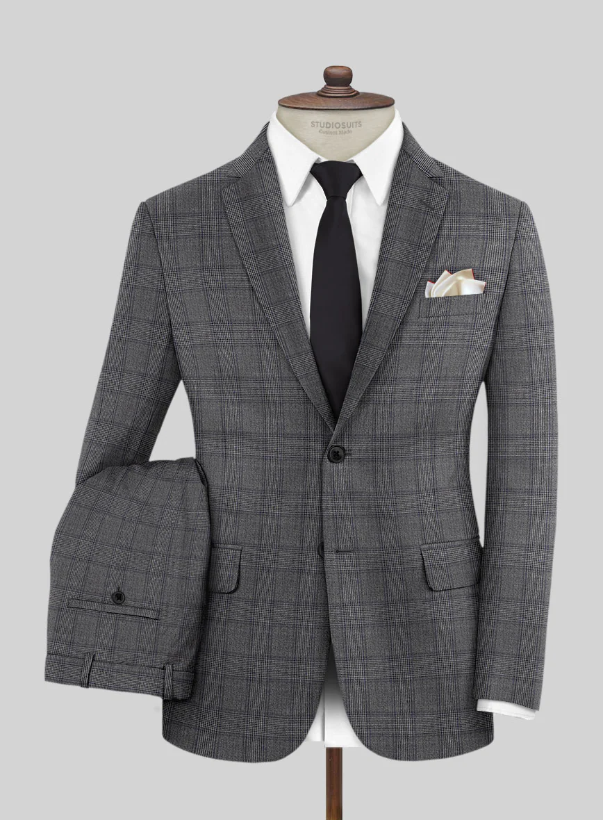 Scabal Algen Glen Gray Wool Suit