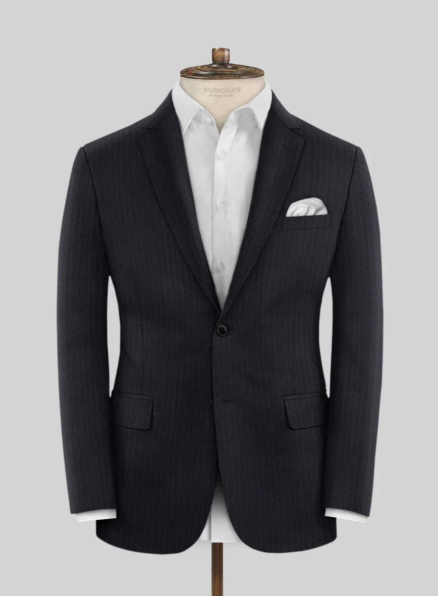 Scabal Alsa Stripe Blue Wool Jacket