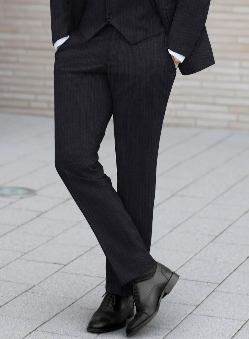 Scabal Alsa Stripe Blue Wool Pants - Image 2