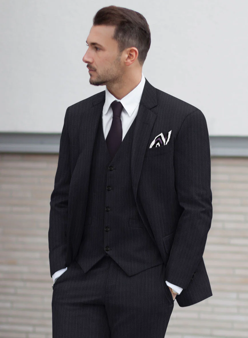 Scabal Alsa Stripe Blue Wool Suit - Image 4