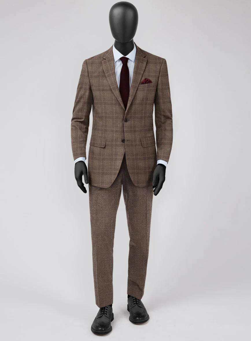 Scabal Amber Brown Wool Combination Suit