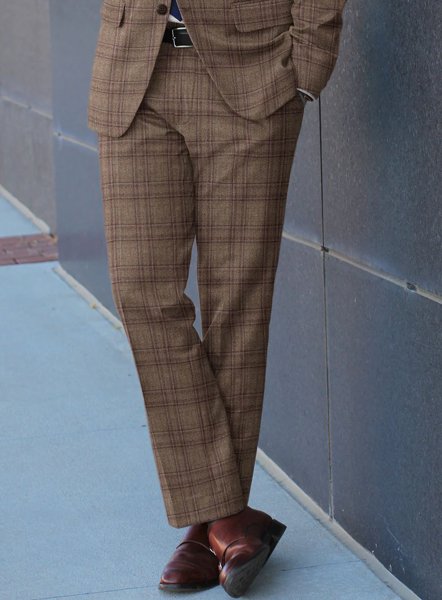 Scabal Amber Brown Wool Pants - Image 2